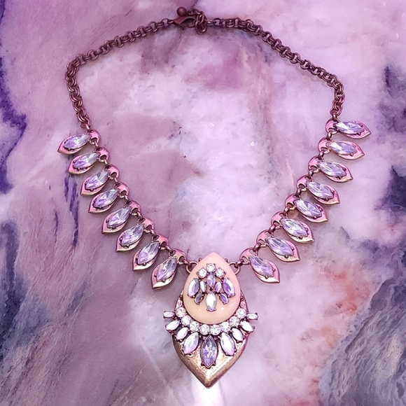 Lavish Vintage Iridescent Crystal Drop Necklace - Picture 3 of 9